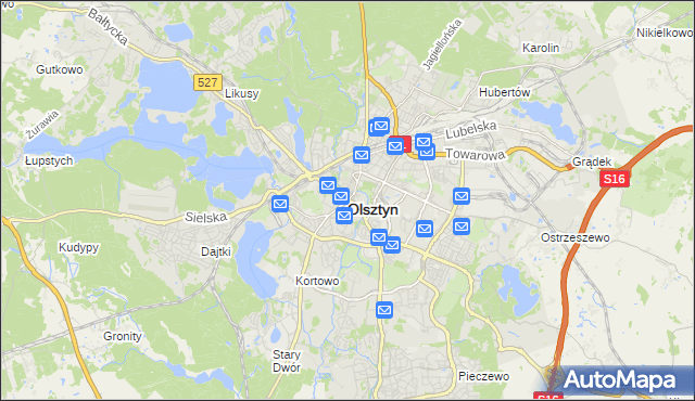 mapa Olsztyna, Olsztyn na mapie Targeo