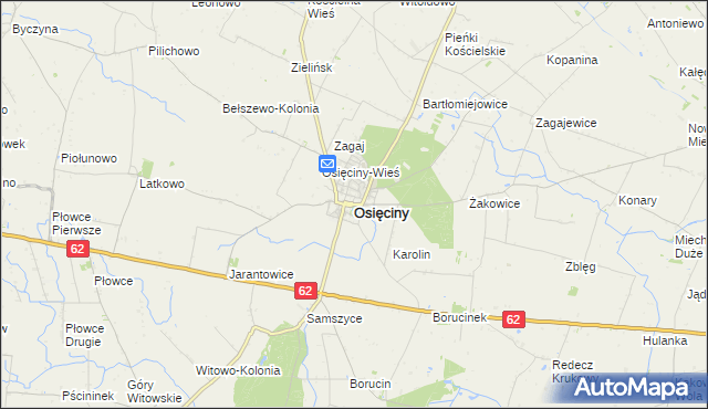 mapa Osięciny, Osięciny na mapie Targeo