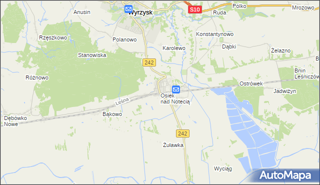 mapa Osiek nad Notecią, Osiek nad Notecią na mapie Targeo