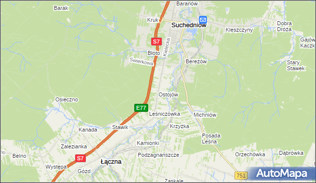 mapa Ostojów, Ostojów na mapie Targeo