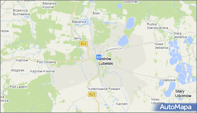 mapa Ostrów Lubelski, Ostrów Lubelski na mapie Targeo