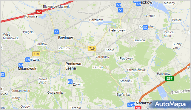 mapa Otrębusy, Otrębusy na mapie Targeo