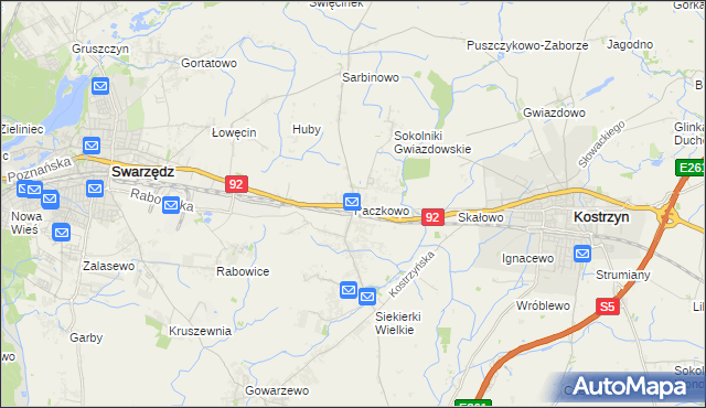 mapa Paczkowo gmina Swarzędz, Paczkowo gmina Swarzędz na mapie Targeo