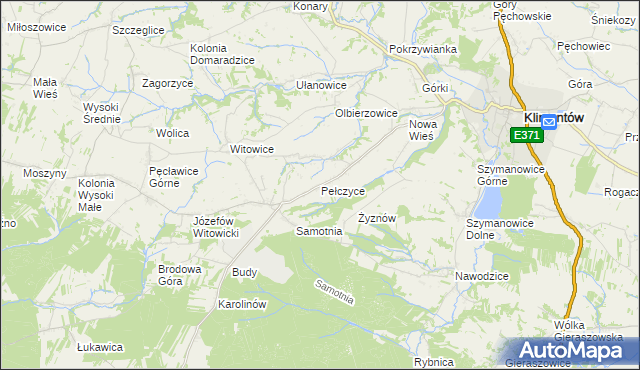 mapa Pełczyce gmina Bogoria, Pełczyce gmina Bogoria na mapie Targeo