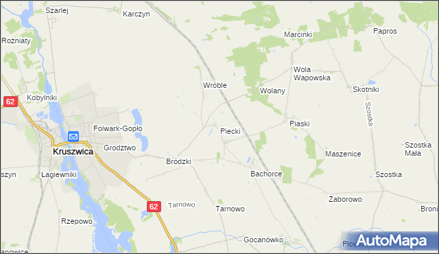 mapa Piecki gmina Kruszwica, Piecki gmina Kruszwica na mapie Targeo