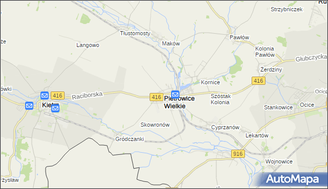 mapa Pietrowice Wielkie, Pietrowice Wielkie na mapie Targeo