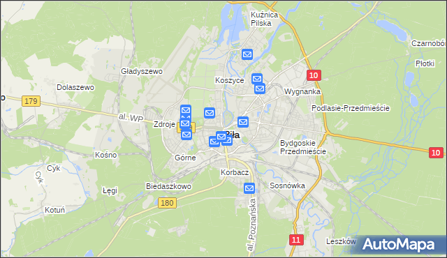 mapa Piły, Piła na mapie Targeo