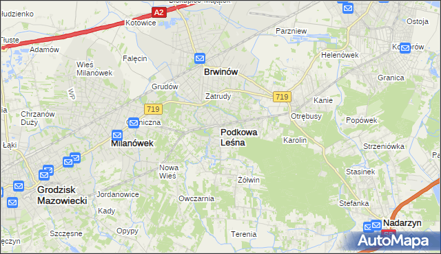 mapa Podkowa Leśna, Podkowa Leśna na mapie Targeo