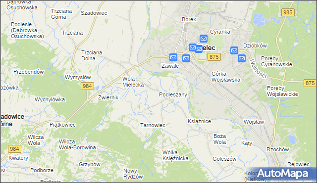 mapa Podleszany, Podleszany na mapie Targeo