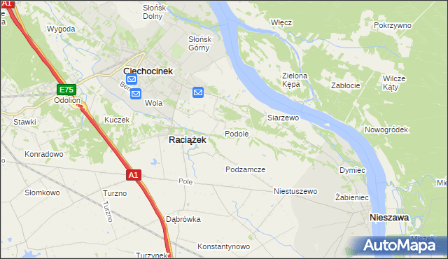 mapa Podole gmina Raciążek, Podole gmina Raciążek na mapie Targeo