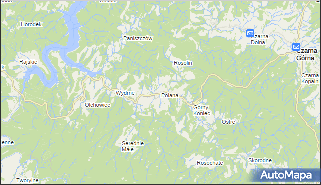 mapa Polana gmina Czarna, Polana gmina Czarna na mapie Targeo