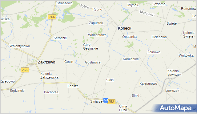 mapa Pomiany gmina Koneck, Pomiany gmina Koneck na mapie Targeo