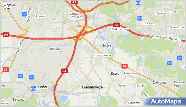 mapa Przyszowice, Przyszowice na mapie Targeo