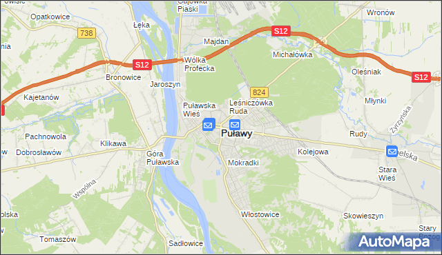 mapa Puław, Puławy na mapie Targeo