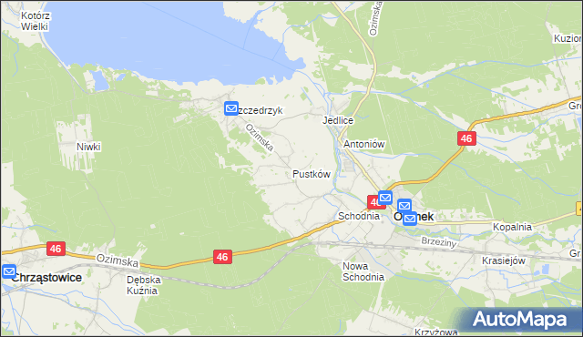 mapa Pustków gmina Ozimek, Pustków gmina Ozimek na mapie Targeo