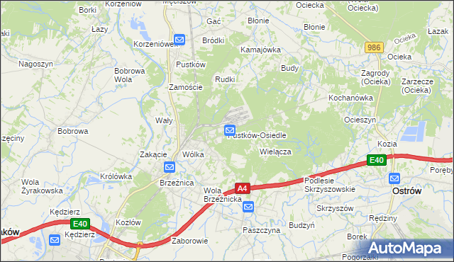 mapa Pustków-Osiedle, Pustków-Osiedle na mapie Targeo