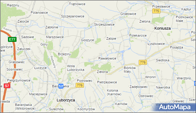 mapa Rawałowice, Rawałowice na mapie Targeo