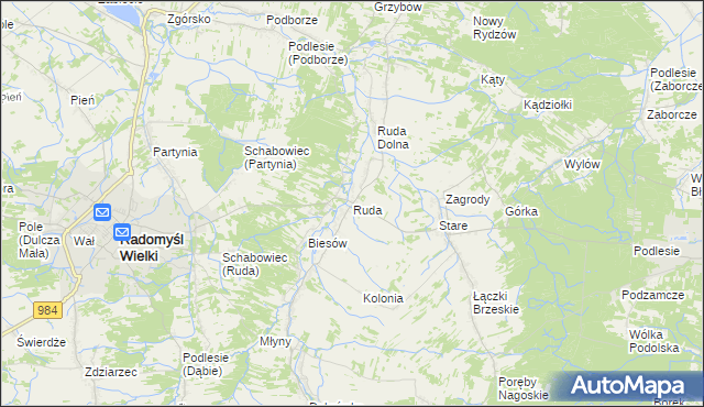 mapa Ruda gmina Radomyśl Wielki, Ruda gmina Radomyśl Wielki na mapie Targeo