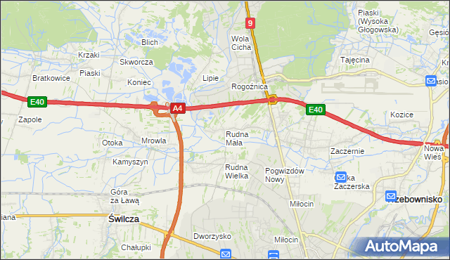 mapa Rudna Mała gmina Głogów Małopolski, Rudna Mała gmina Głogów Małopolski na mapie Targeo