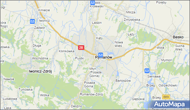 mapa Rymanów, Rymanów na mapie Targeo