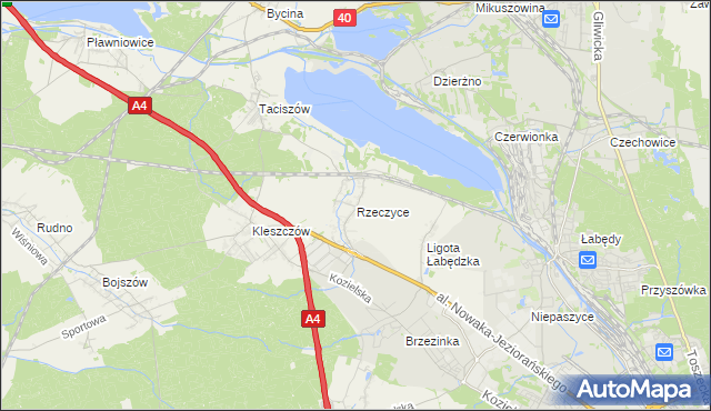 mapa Rzeczyce gmina Rudziniec, Rzeczyce gmina Rudziniec na mapie Targeo