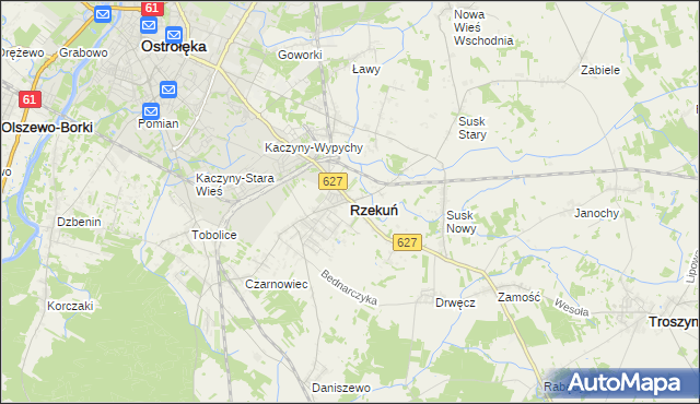 mapa Rzekuń, Rzekuń na mapie Targeo