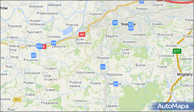 mapa Rzozów, Rzozów na mapie Targeo