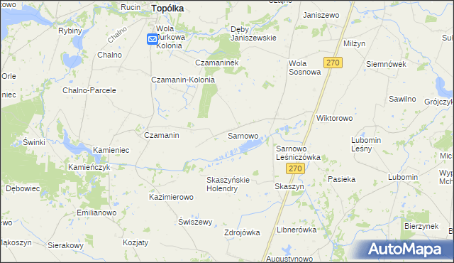 mapa Sarnowo gmina Lubraniec, Sarnowo gmina Lubraniec na mapie Targeo