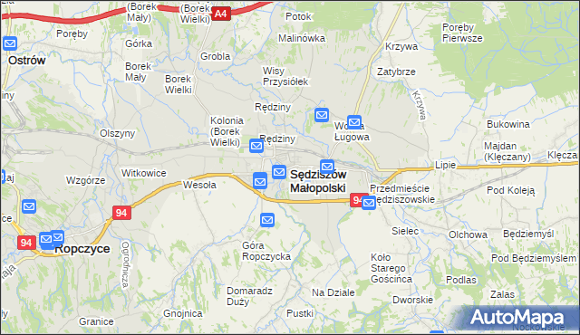 mapa Sędziszów Małopolski, Sędziszów Małopolski na mapie Targeo