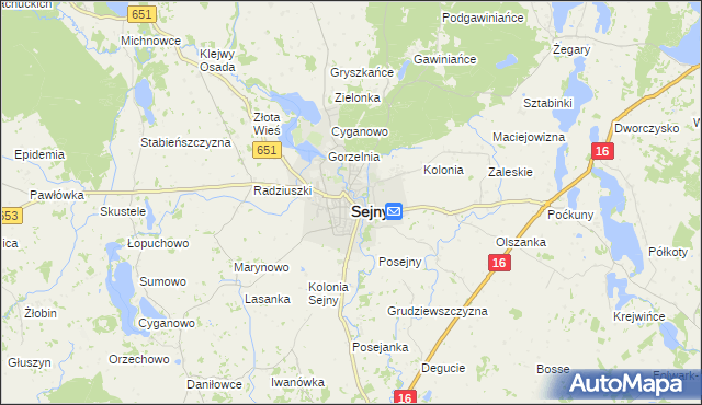 mapa Sejny, Sejny na mapie Targeo