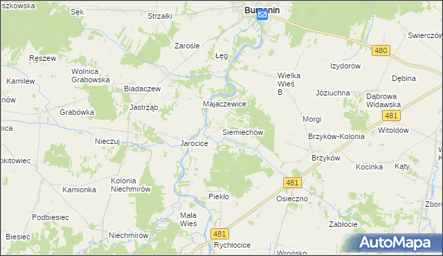 mapa Siemiechów gmina Widawa, Siemiechów gmina Widawa na mapie Targeo