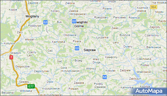 mapa Siepraw, Siepraw na mapie Targeo