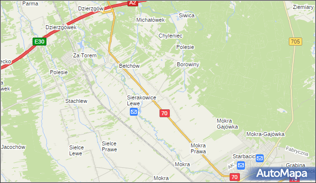 mapa Sierakowice Prawe, Sierakowice Prawe na mapie Targeo