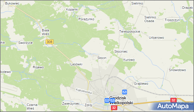 mapa Słocin, Słocin na mapie Targeo