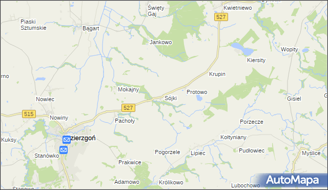 mapa Sójki gmina Rychliki, Sójki gmina Rychliki na mapie Targeo