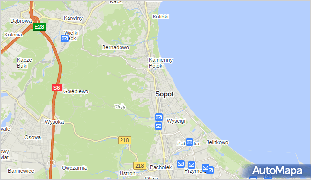 mapa Sopotu, Sopot na mapie Targeo