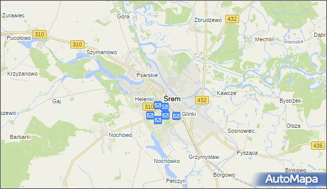 mapa Śrem, Śrem na mapie Targeo