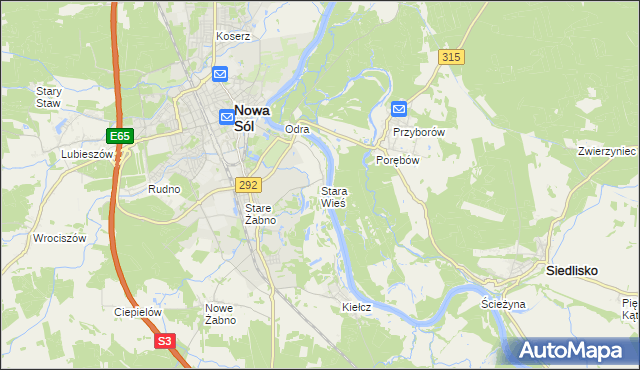 mapa Stara Wieś gmina Nowa Sól, Stara Wieś gmina Nowa Sól na mapie Targeo