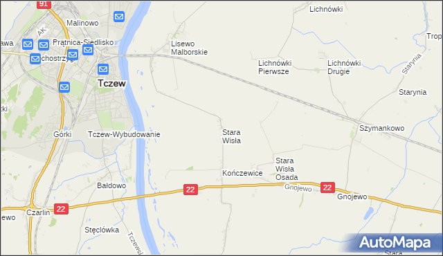 mapa Stara Wisła, Stara Wisła na mapie Targeo