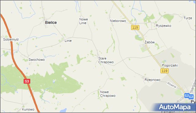 mapa Stare Chrapowo, Stare Chrapowo na mapie Targeo