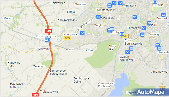 mapa Stasin gmina Konopnica, Stasin gmina Konopnica na mapie Targeo