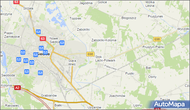 mapa Stok Lacki-Folwark, Stok Lacki-Folwark na mapie Targeo