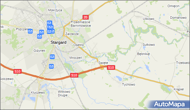 mapa Strachocin gmina Stargard, Strachocin gmina Stargard na mapie Targeo