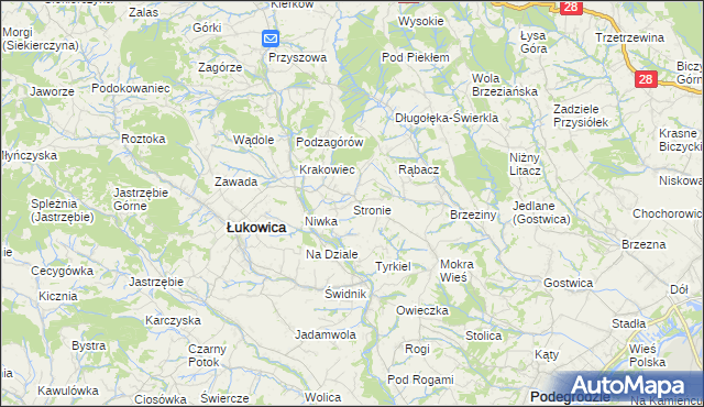 mapa Stronie gmina Łukowica, Stronie gmina Łukowica na mapie Targeo