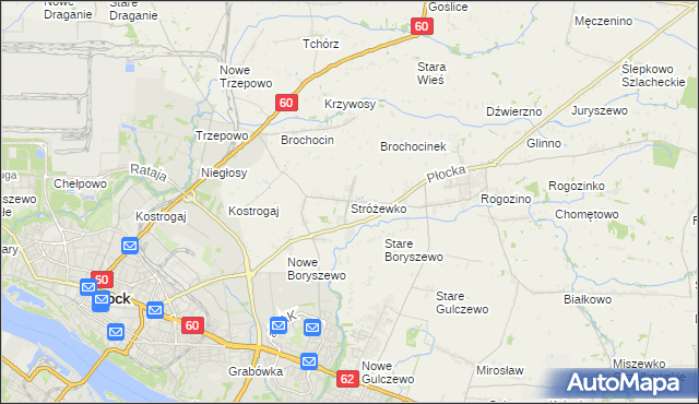 mapa Stróżewko gmina Radzanowo, Stróżewko gmina Radzanowo na mapie Targeo