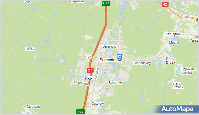 mapa Suchedniów, Suchedniów na mapie Targeo