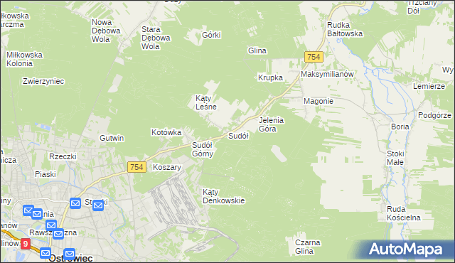 mapa Sudół gmina Bodzechów, Sudół gmina Bodzechów na mapie Targeo