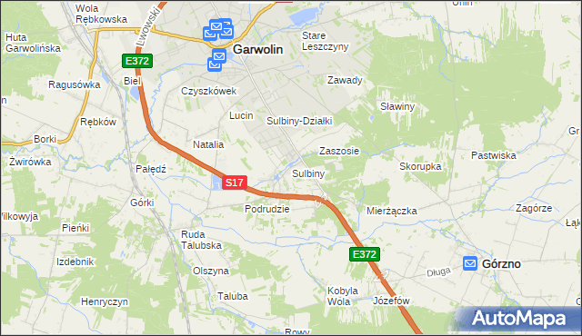 mapa Sulbiny, Sulbiny na mapie Targeo