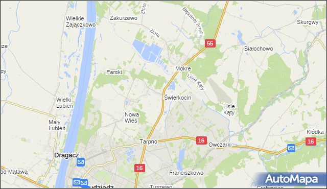 mapa Świerkocin gmina Grudziądz, Świerkocin gmina Grudziądz na mapie Targeo