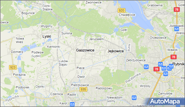 mapa Szczerbice, Szczerbice na mapie Targeo